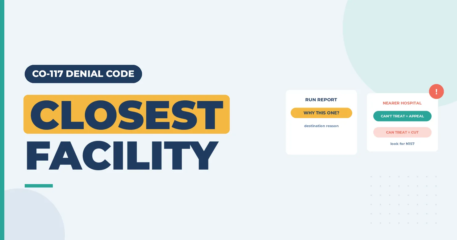 Closest facility banner with a run report card and a nearer-hospital card on appeal versus mileage cut