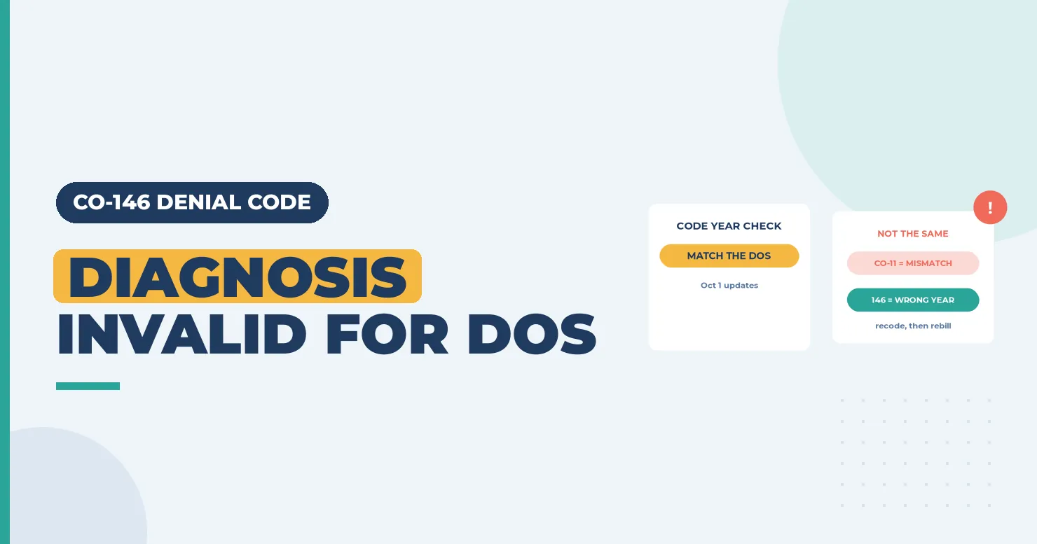 Diagnosis invalid for the date banner with a code-year check card and a CO-11 versus 146 card