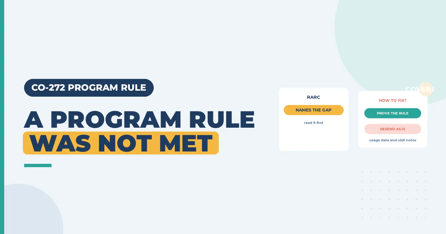 A program rule was not met headline with a RARC card and a prove the rule card