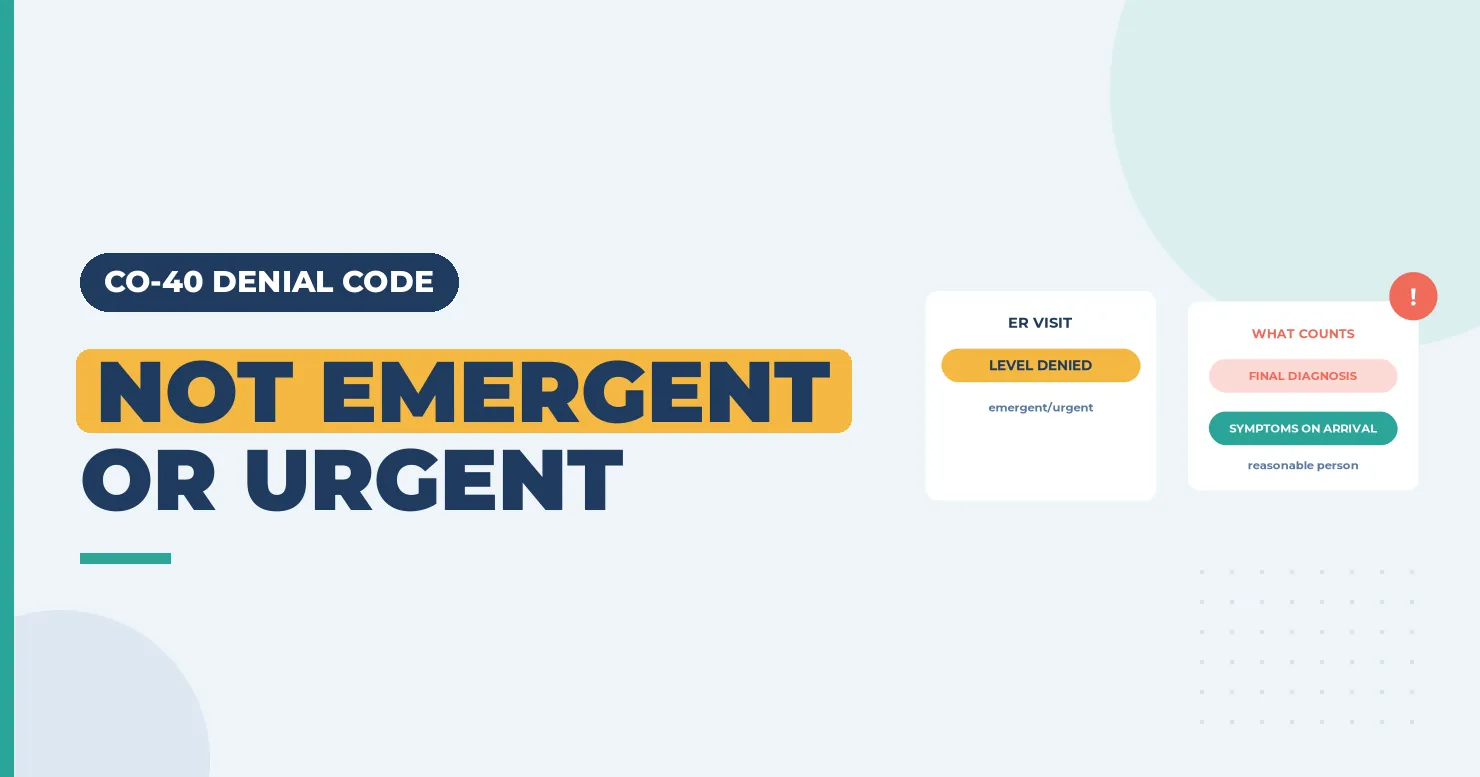 Not emergent or urgent banner with an ER visit card and a symptoms versus final diagnosis card