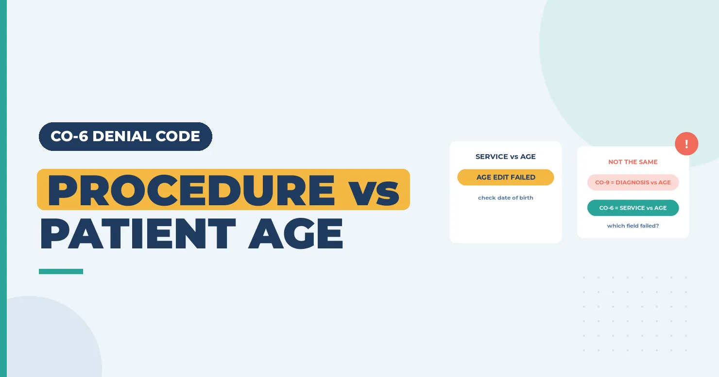 Service-versus-age card and a comparison card, under the headline "Procedure vs patient age" for CO-6