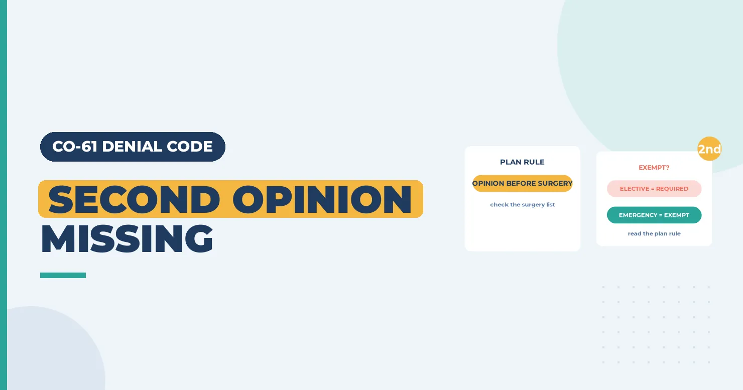 Second opinion missing banner, with a plan rule card and an elective versus emergency surgery card