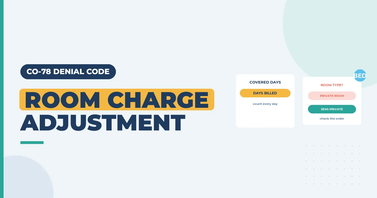 Room charge adjustment banner with a covered days card and a private versus semi-private room card
