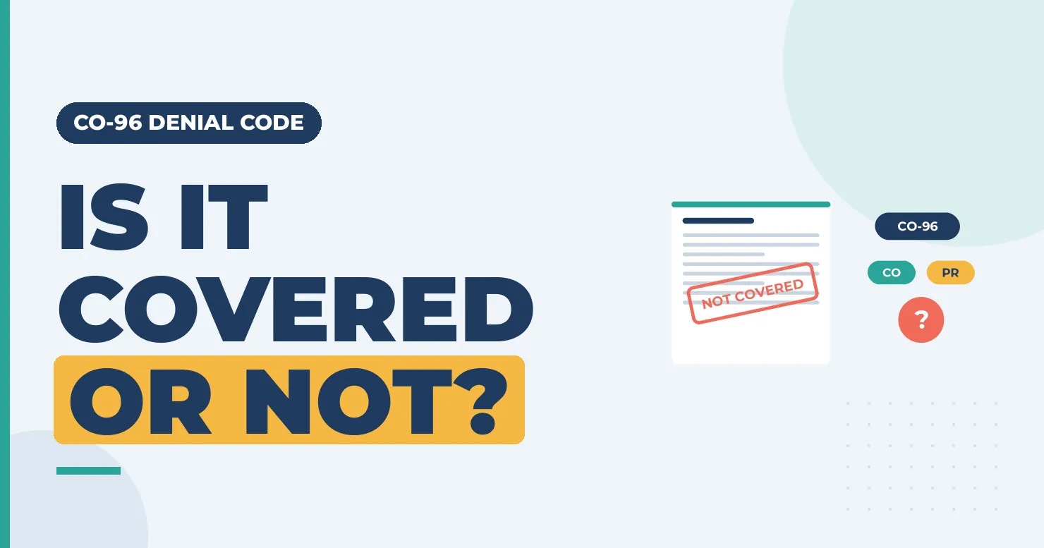 Claim stamped not covered beside CO, PR and a question mark, under the headline "Is it covered or not?"
