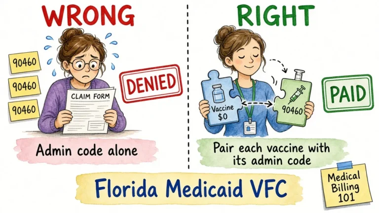 Florida Medicaid VFC Vaccine Denials (CARC 16, M51, N111): Bill Two Lines per Vaccine