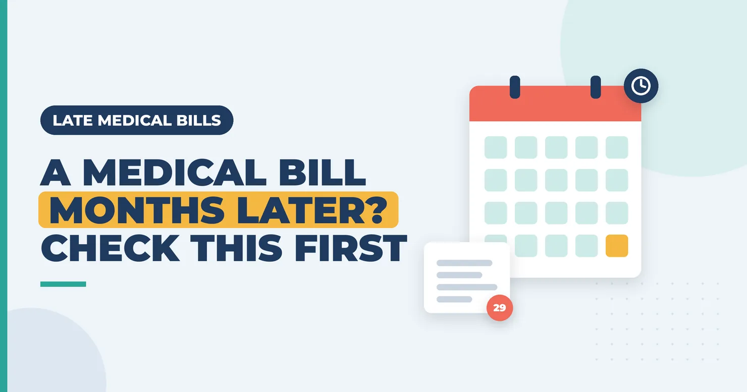 Calendar and clock next to a late medical bill tagged with timely filing code 29