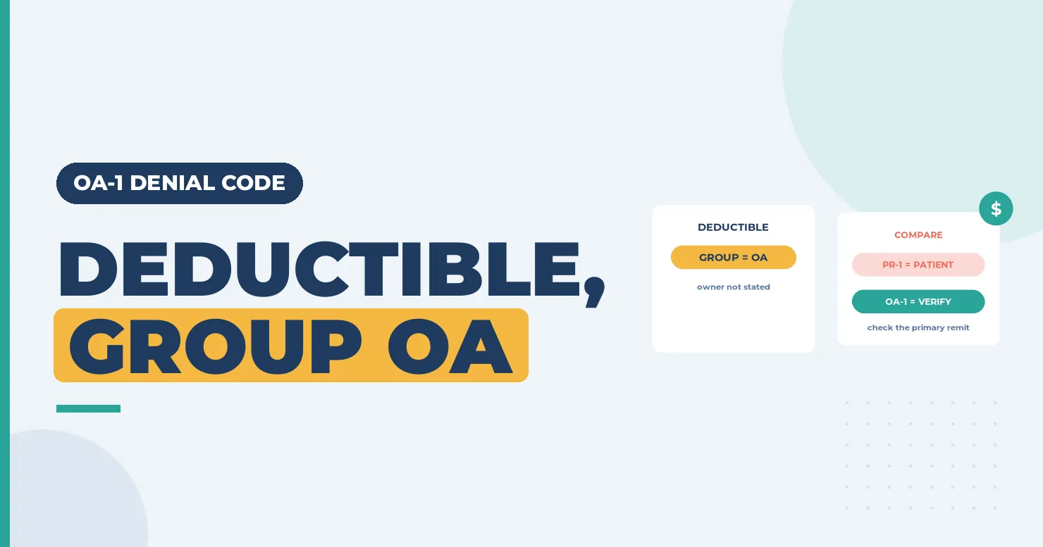 Deductible card and a coinsurance comparison card, under the headline "Deductible, group OA" for OA-1