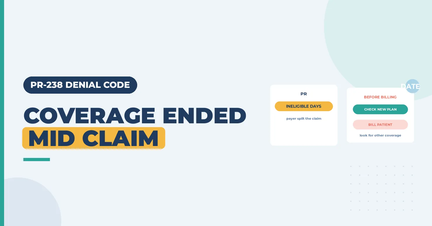Coverage ended mid claim banner with an ineligible days card and a check new plan card